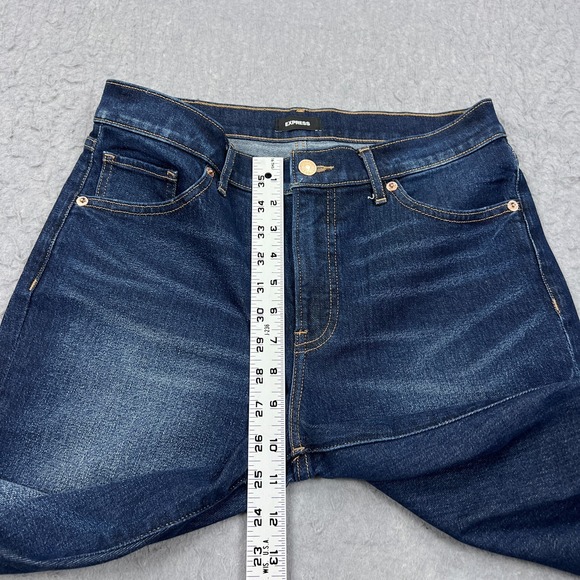 Express '70s Flare Mid Rise Jeans‎ Women's 6R Dark Blue Wash Denim Stretch Pant - Picture 9 of 16